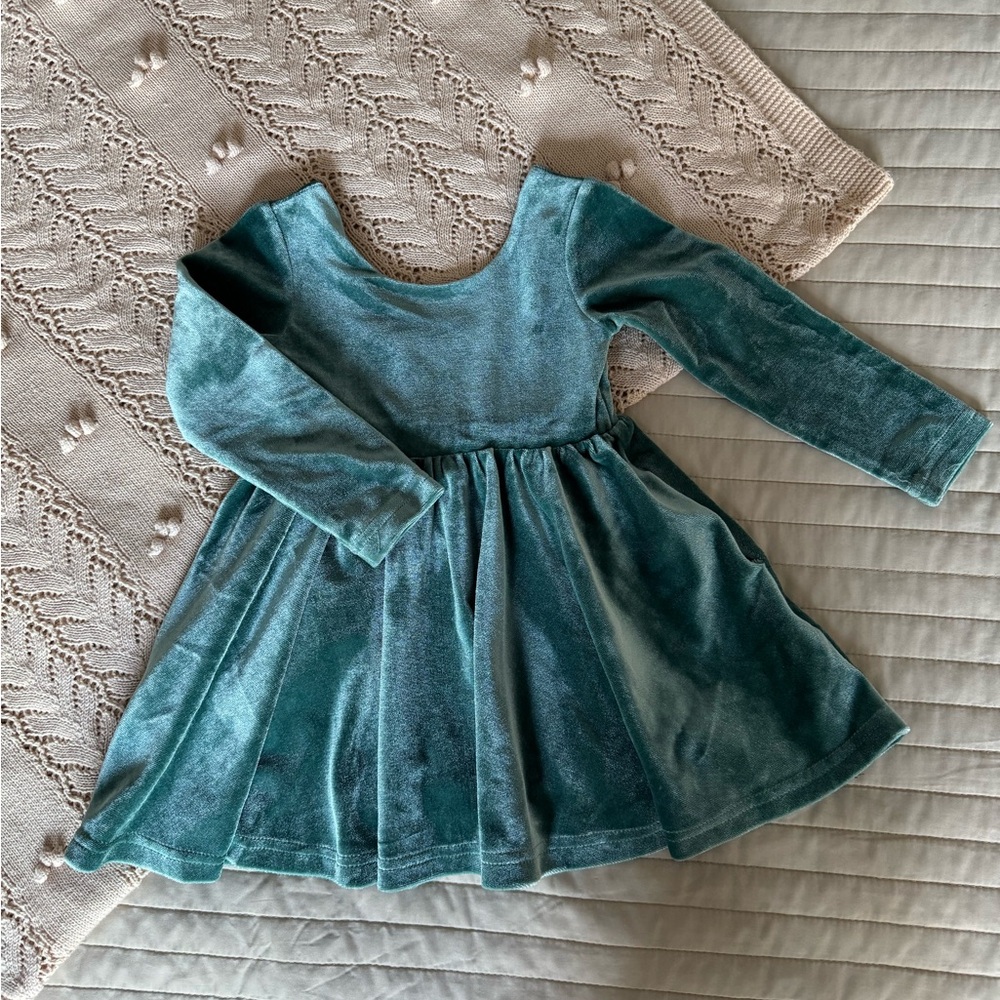 Ollie Jay Gwendolyn Dress in Aspen Blue Green Velvet